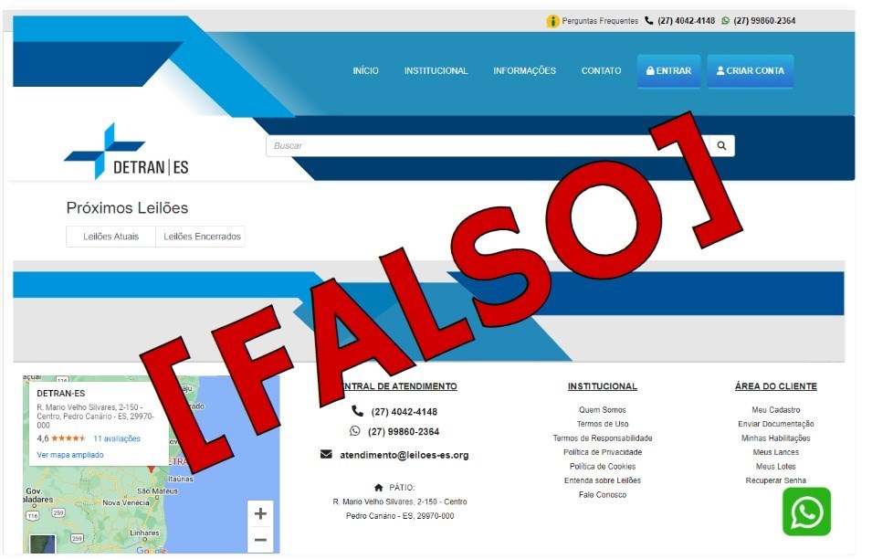 Golpe do Leilão: Detran|ES alerta para site falso e orienta capixabas a fazerem denúncias 1