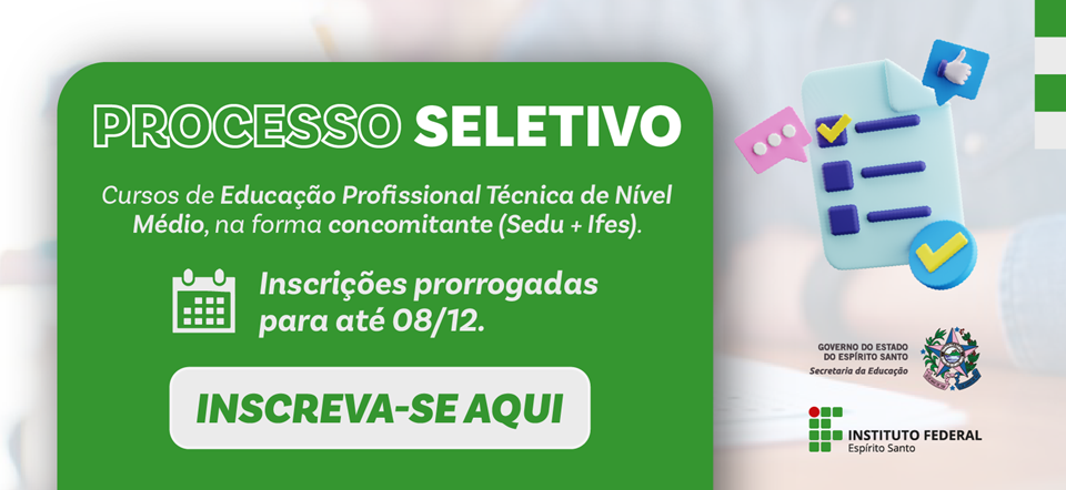 Termina nesta sexta-feira (08) período de inscrição para cursos de Educação Profissional Técnica de Nível Médio 1